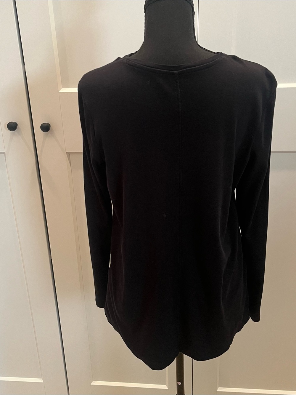 J. Jill Black Long-Sleeve Women's Crew Neck Tee Fall Basic in Soft Pima Cotton M